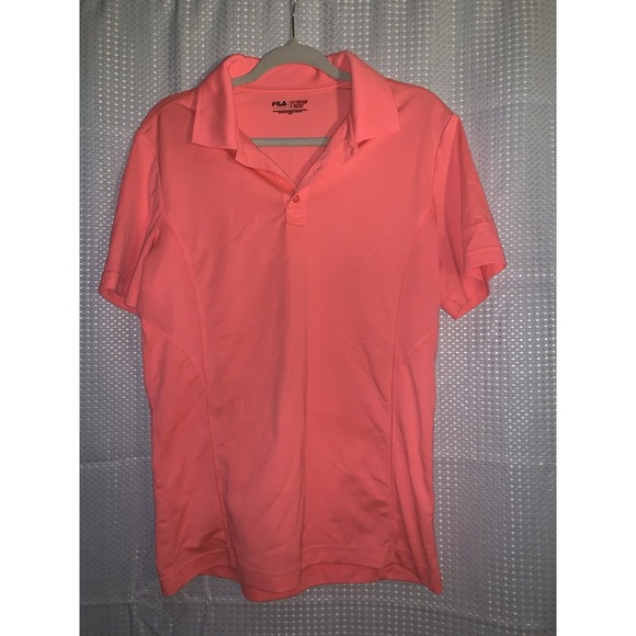 Fila Sport Golf Polo Shirt size S Men Bright Coral Short Sleeve Vented Mesh Side - Picture 1 of 6